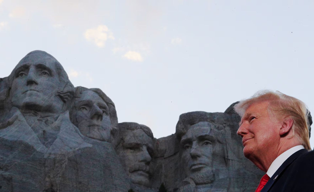 President Trump together with Mount Rushmore.