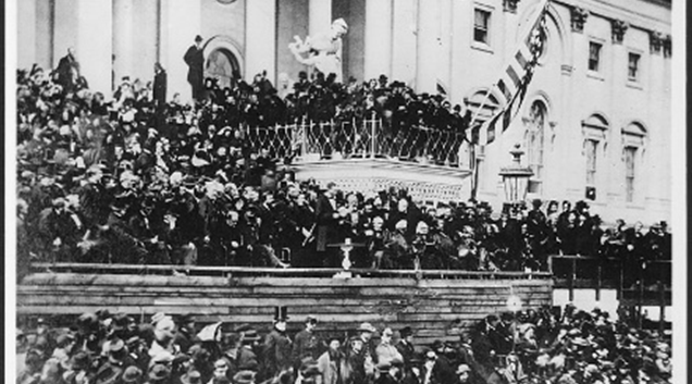 President Lincoln addressing the people.